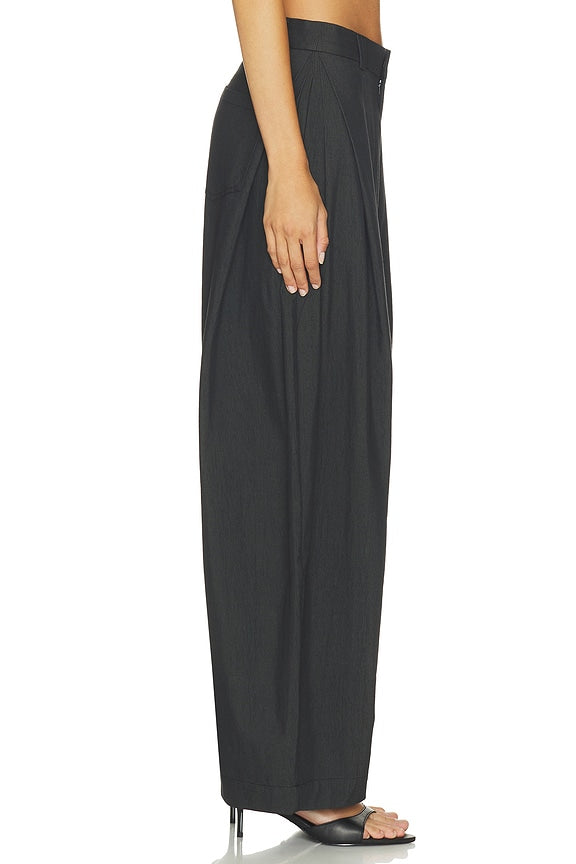 Ro Wide-Leg Tapered Tailored Trousers Black
